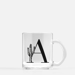 Cactus Monogram Glass Mug