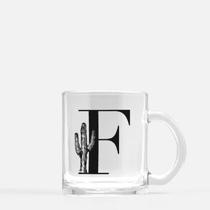 Cactus Monogram Glass Mug