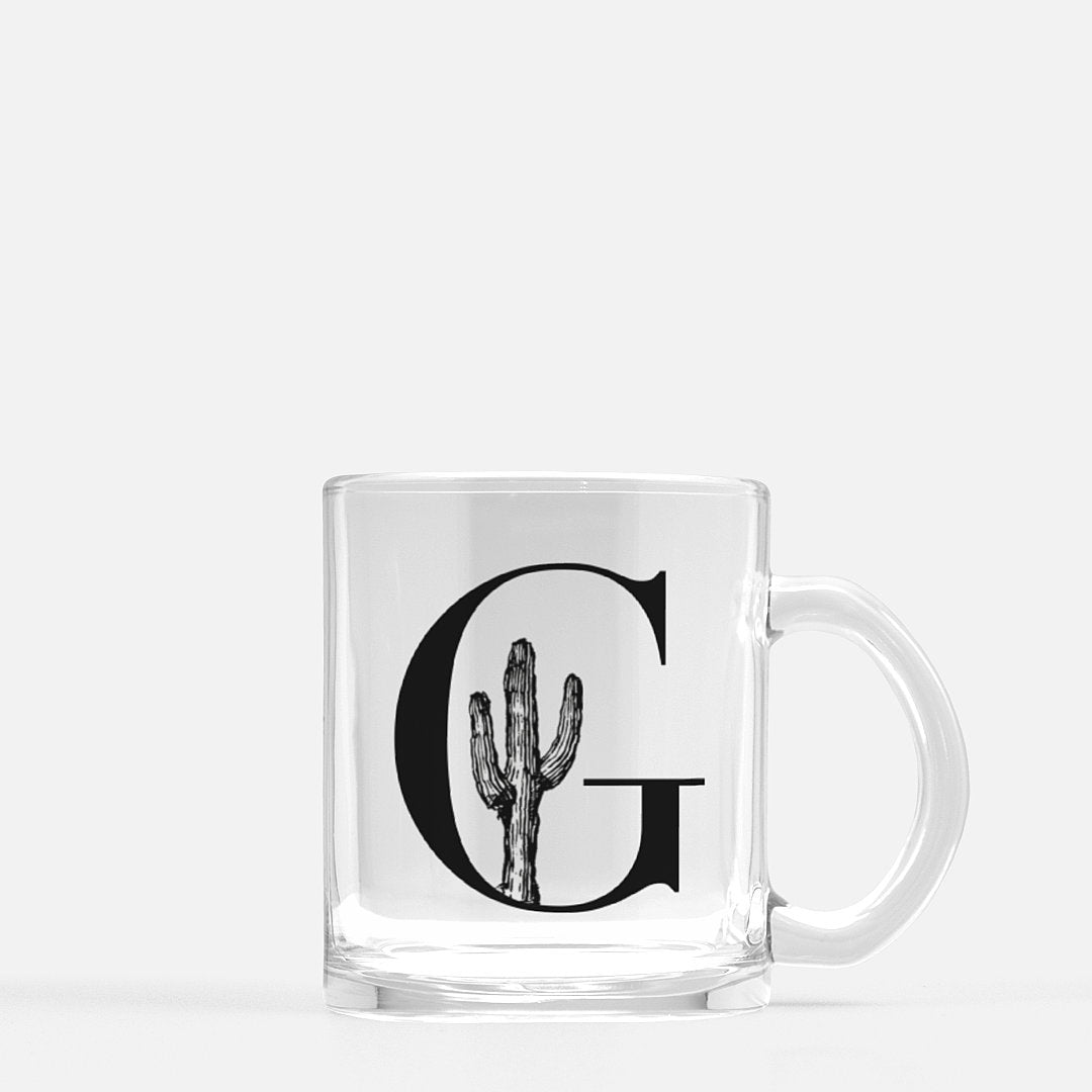 Cactus Monogram Glass Mug