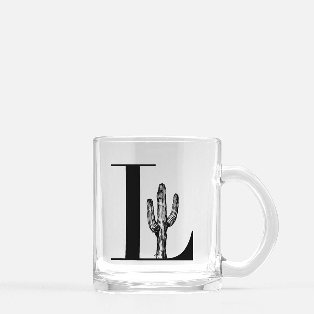 Cactus Monogram Glass Mug