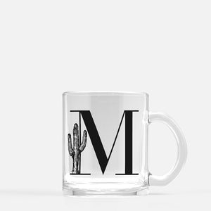 Cactus Monogram Glass Mug
