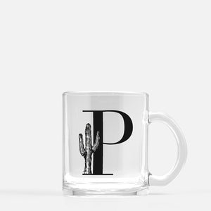 Cactus Monogram Glass Mug