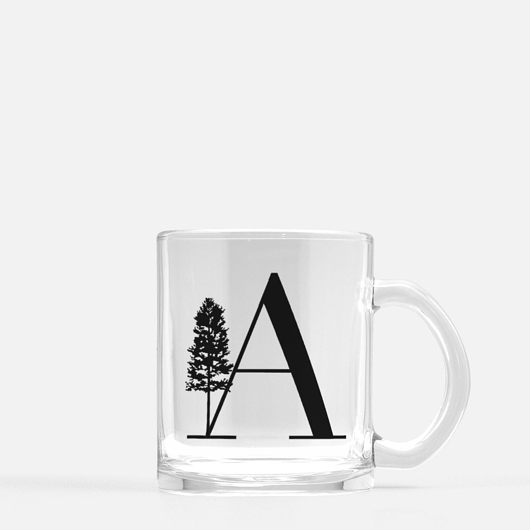 Ponderosa Pine Monogram Glass Mug