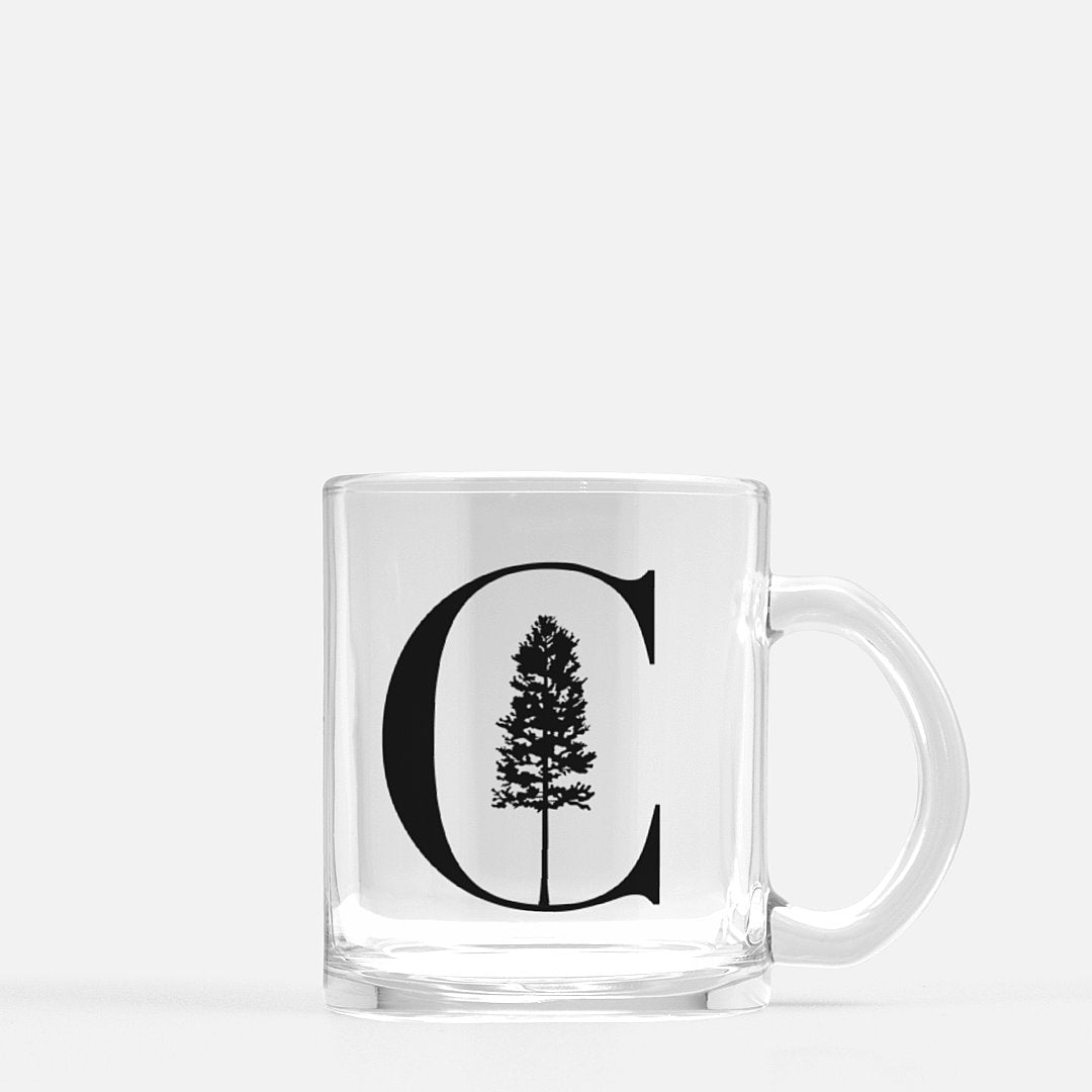 Ponderosa Pine Monogram Glass Mug