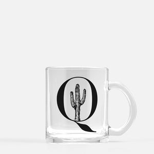 Cactus Monogram Glass Mug